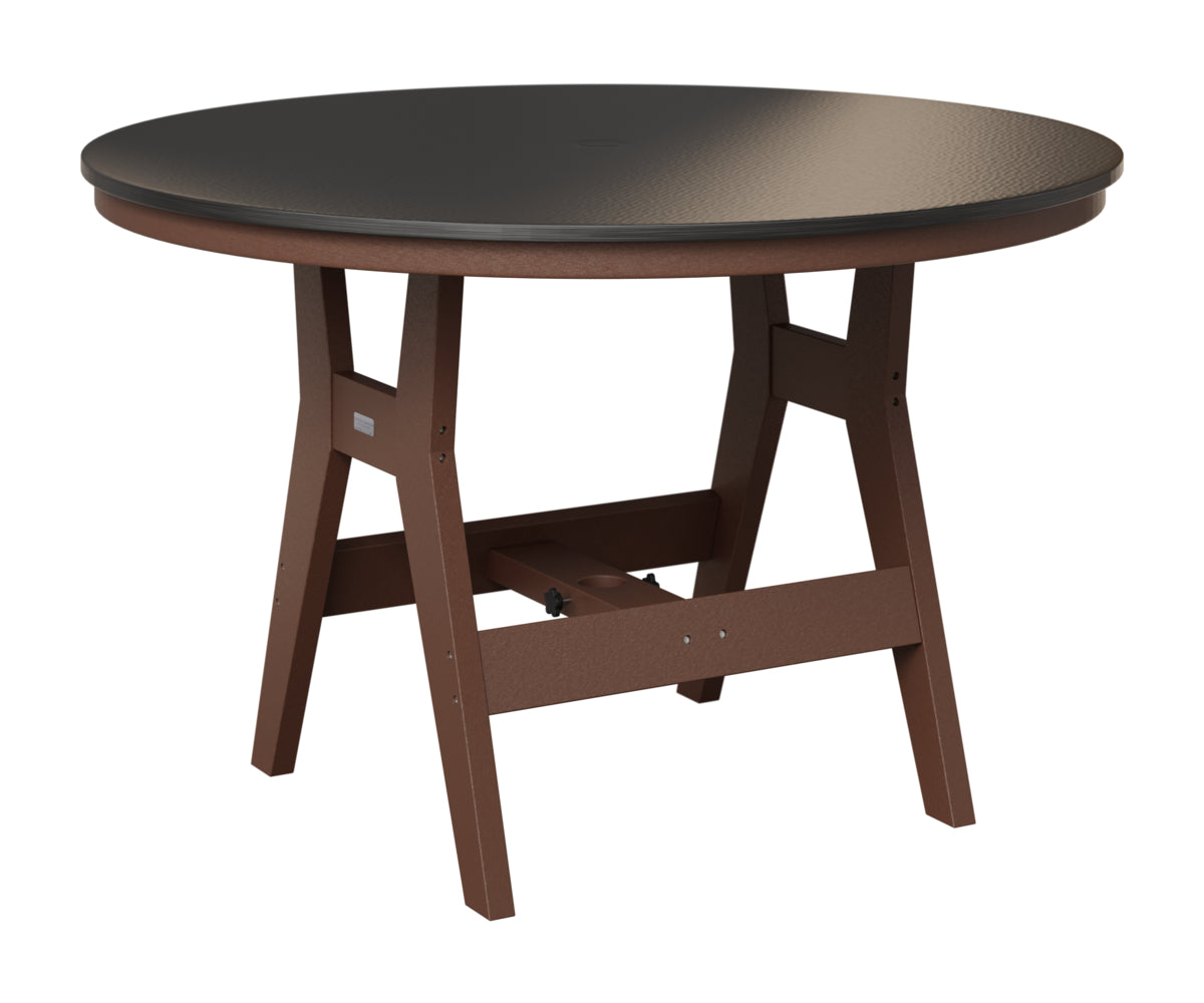 Berlin Gardens Harbor 48" Round Table in Chocolate Brown, Hammered Black top