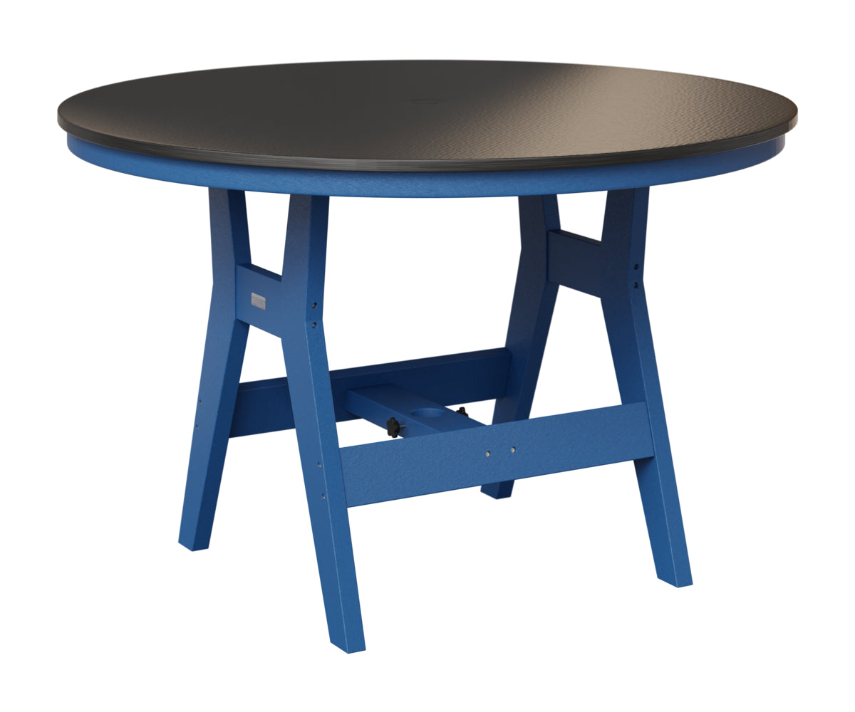 Berlin Gardens Harbor 48" Round Table in Pacific Blue, Hammered Black top