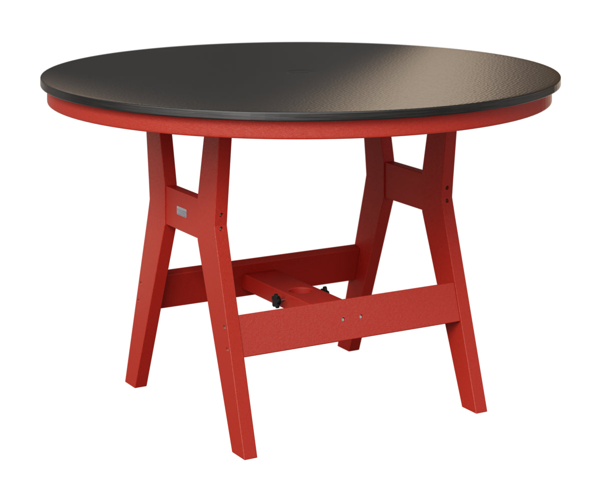 Berlin Gardens Harbor 48" Round Table in Scarlet Red, Hammered Black top