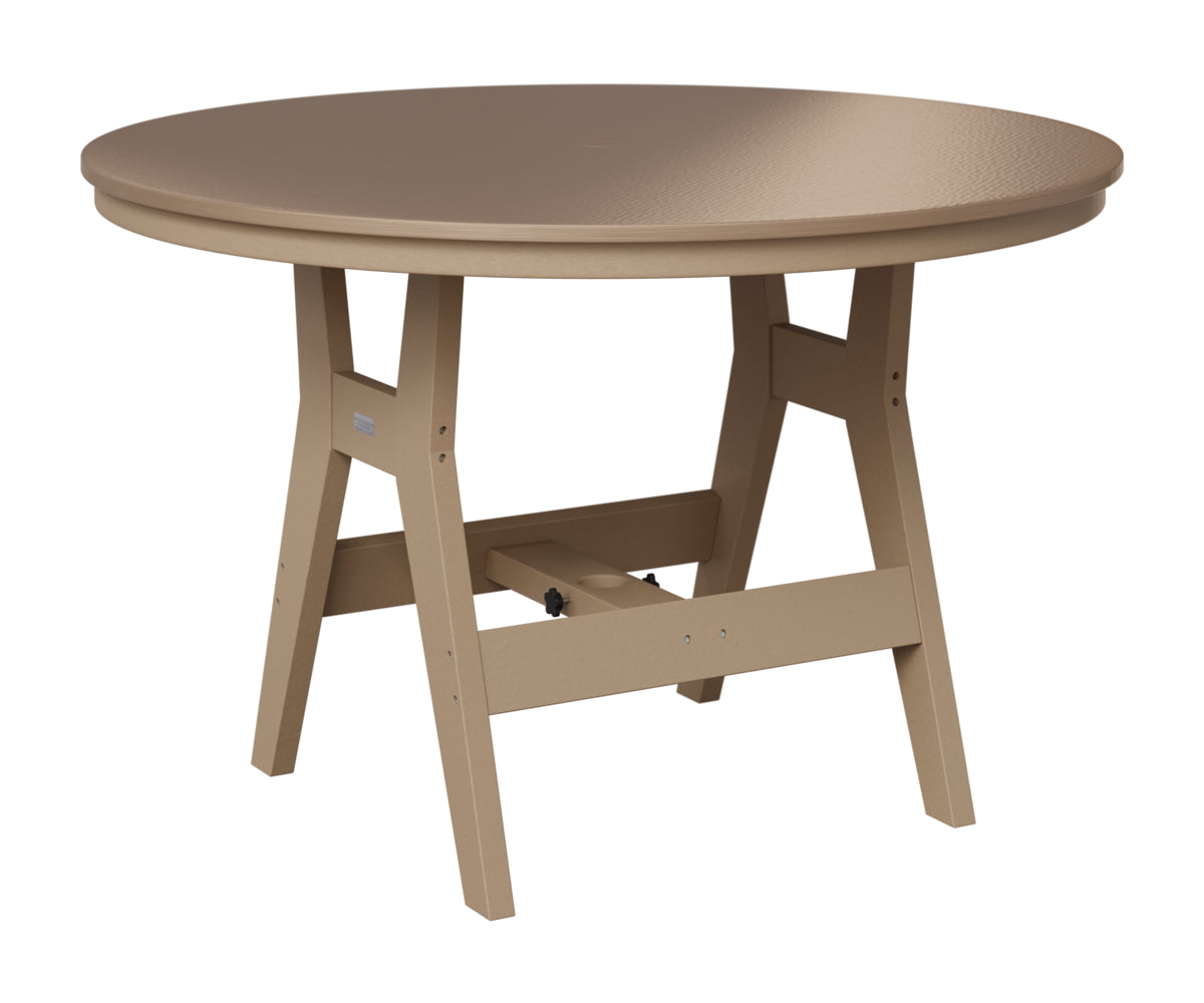 Berlin Gardens Harbor 48" Round Table in Weatherwood, Hammered Bronze top