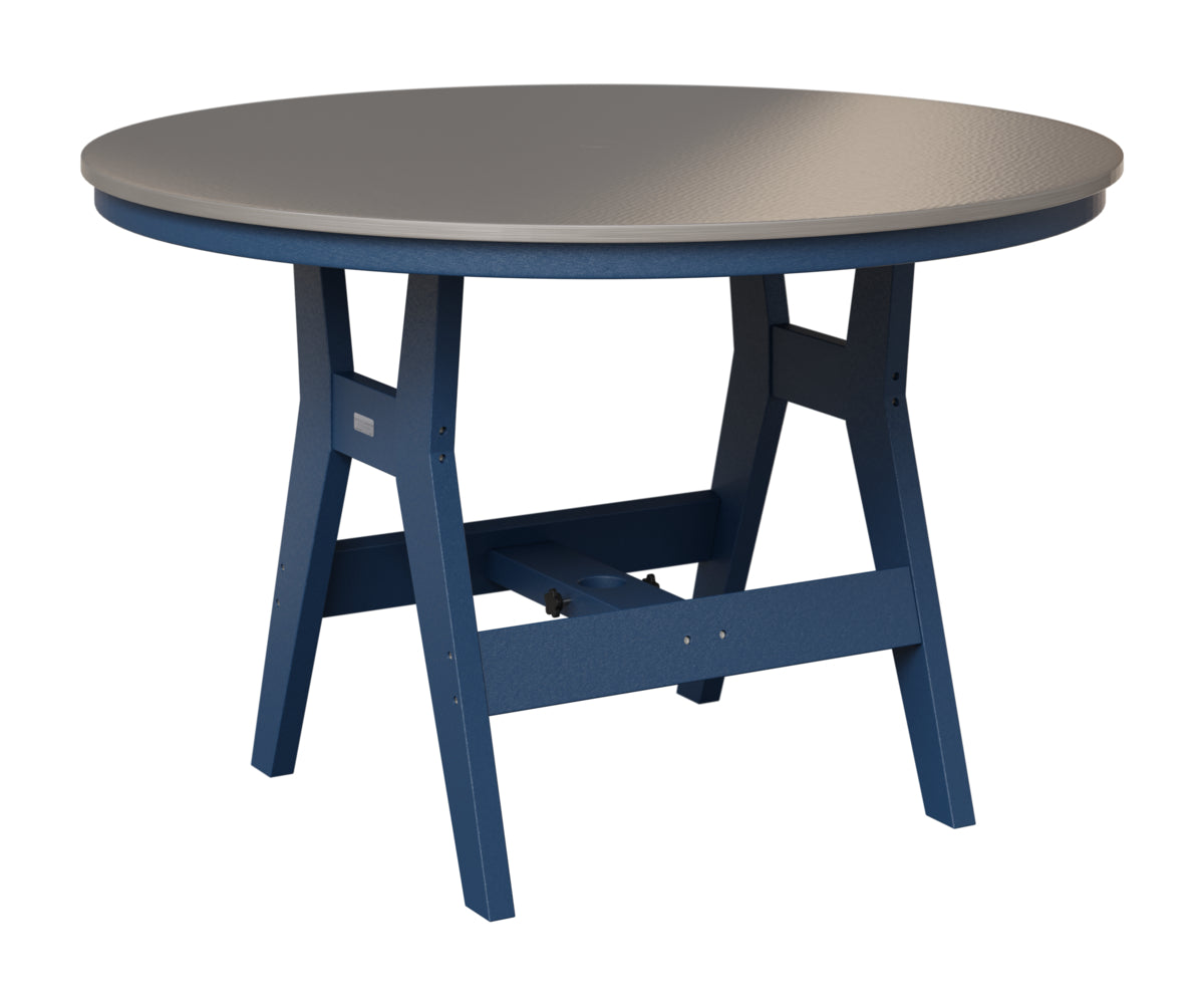 Berlin Gardens Harbor 48" Round Table in Navy Blue, Hammered Stainless top