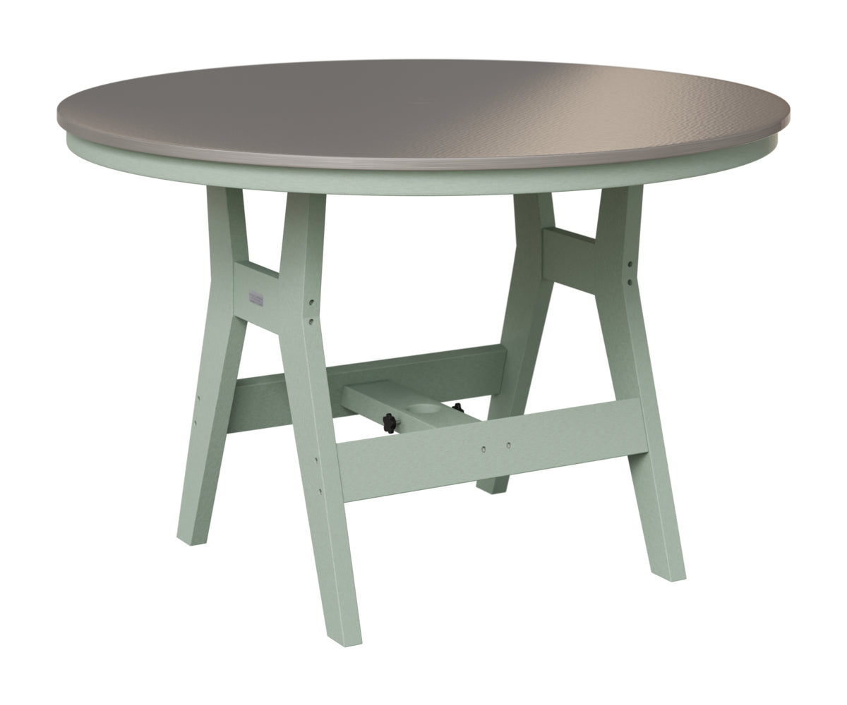 Berlin Gardens Harbor 48" Round Table in Sea Foam, Hammered Stainless top