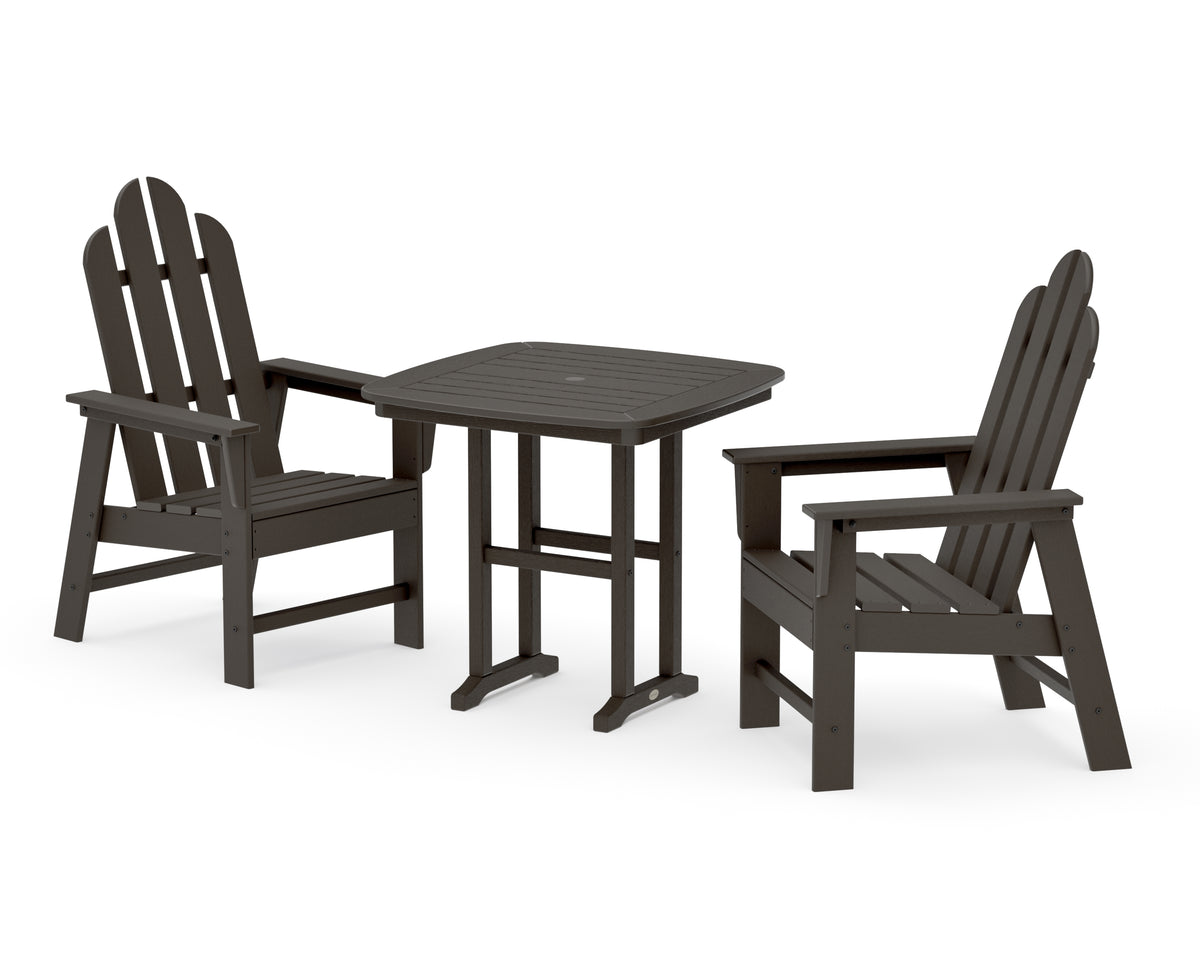 POLYWOOD Long Island 3-Piece Dining Set in Vintage Coffee