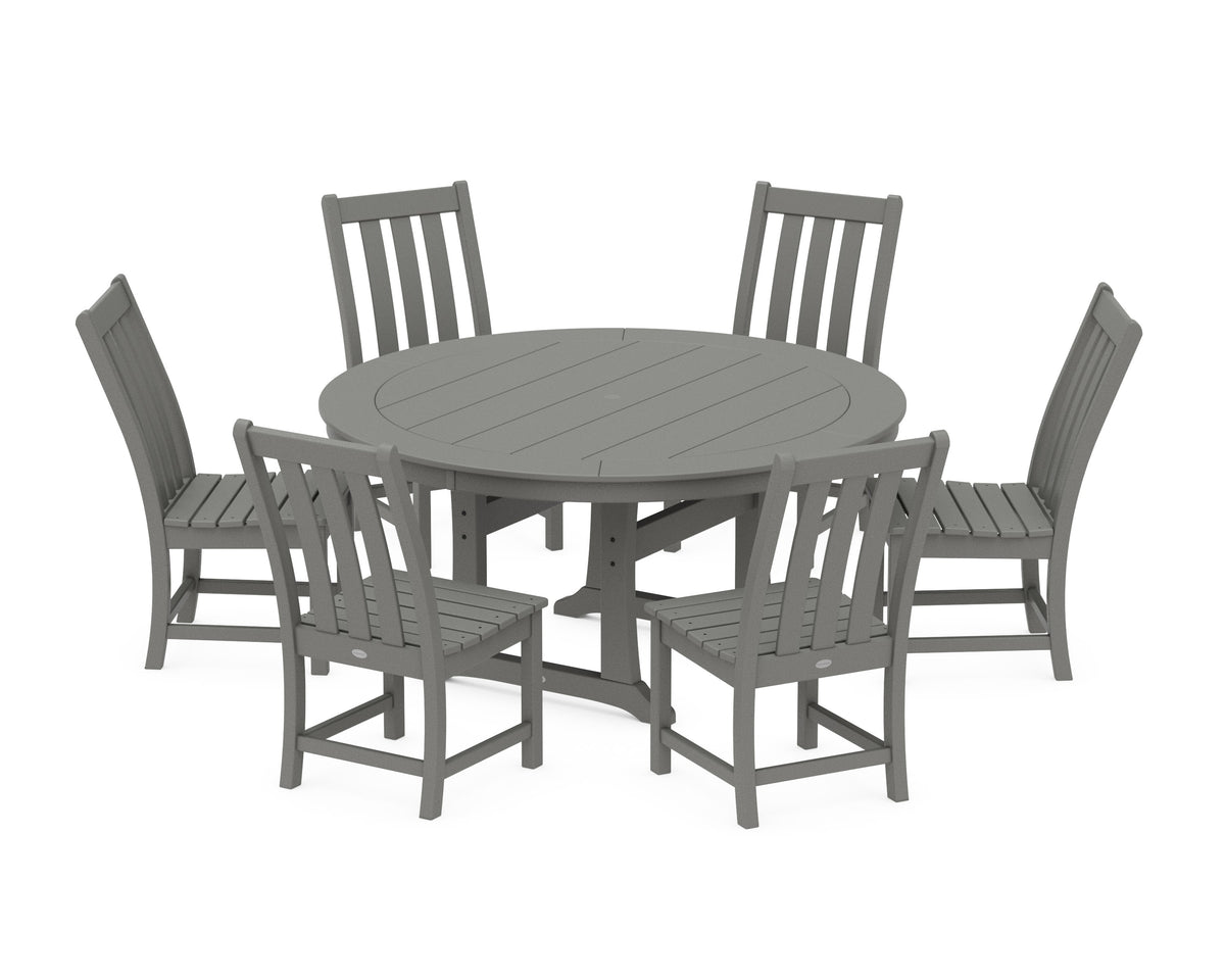 POLYWOOD Vineyard 7-Piece Side Chair Round Dining Set in Slate Grey