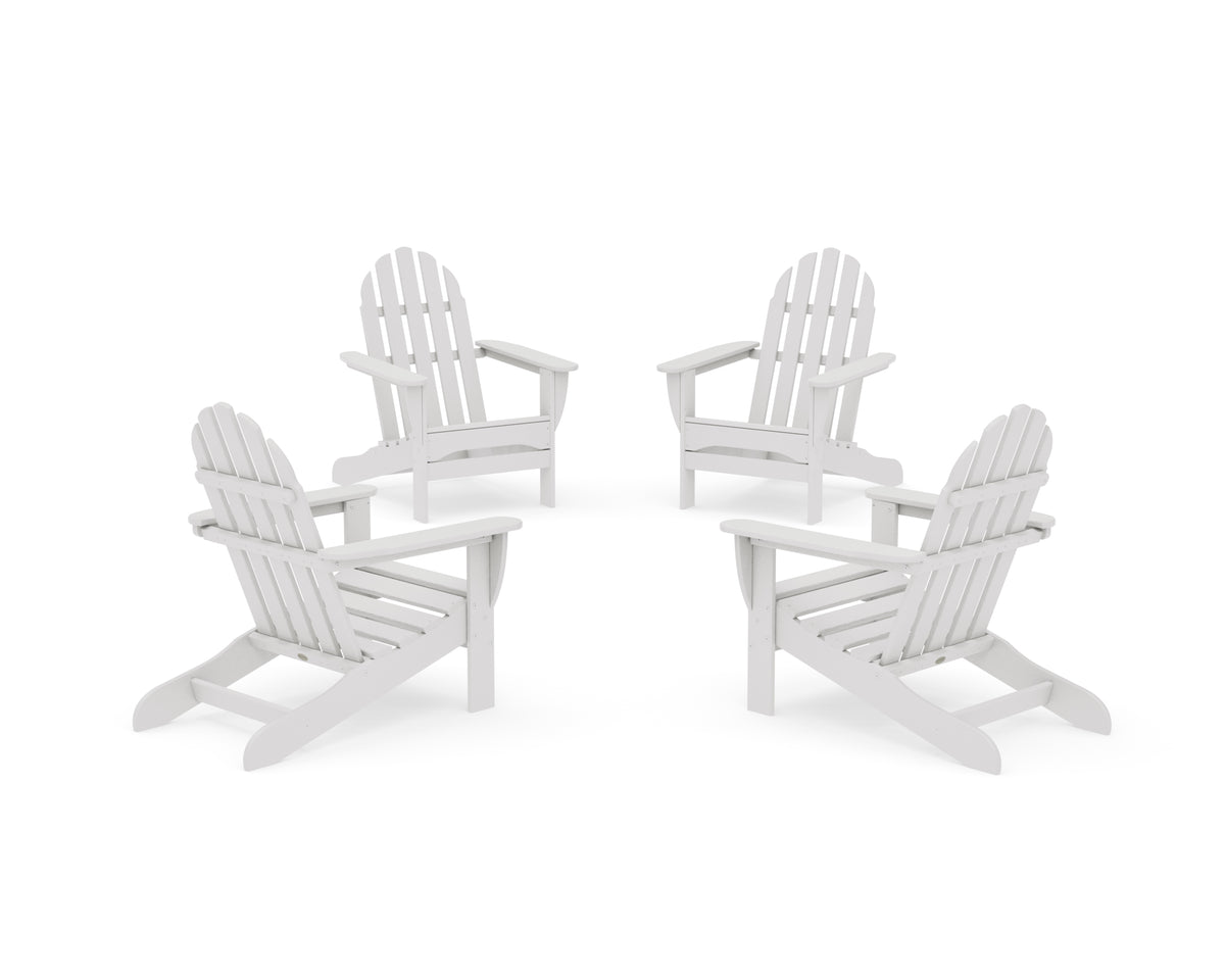 POLYWOOD 4-Piece Classic Adirondack Conversation Set in Vintage White