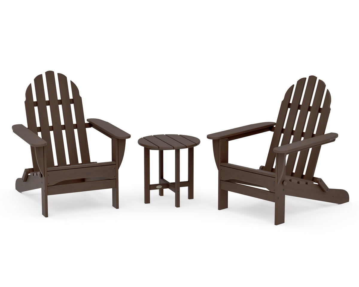 POLYWOOD Classic Folding Adirondack 3-Piece Set in Kona