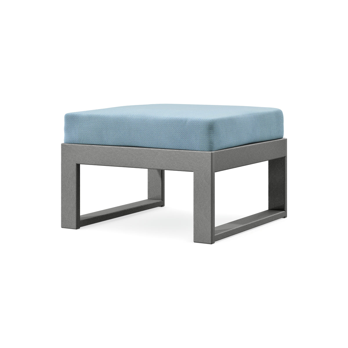 POLYWOOD Modular Ottoman - Modern in Slate Grey / Lattice Sky Blue