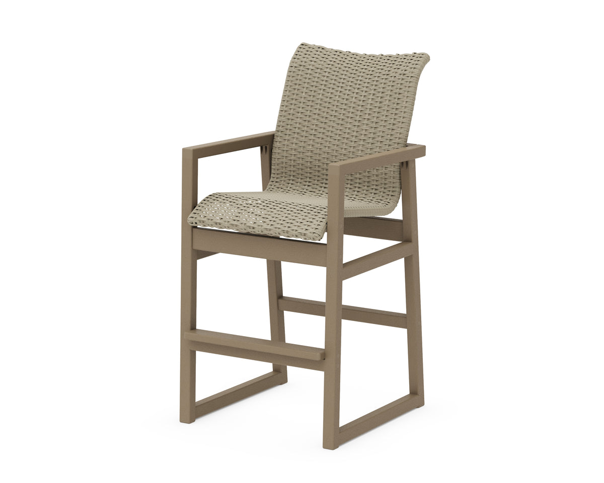 POLYWOOD EDGE Woven Bar Arm Chair in Vintage Sahara / Dune Grass