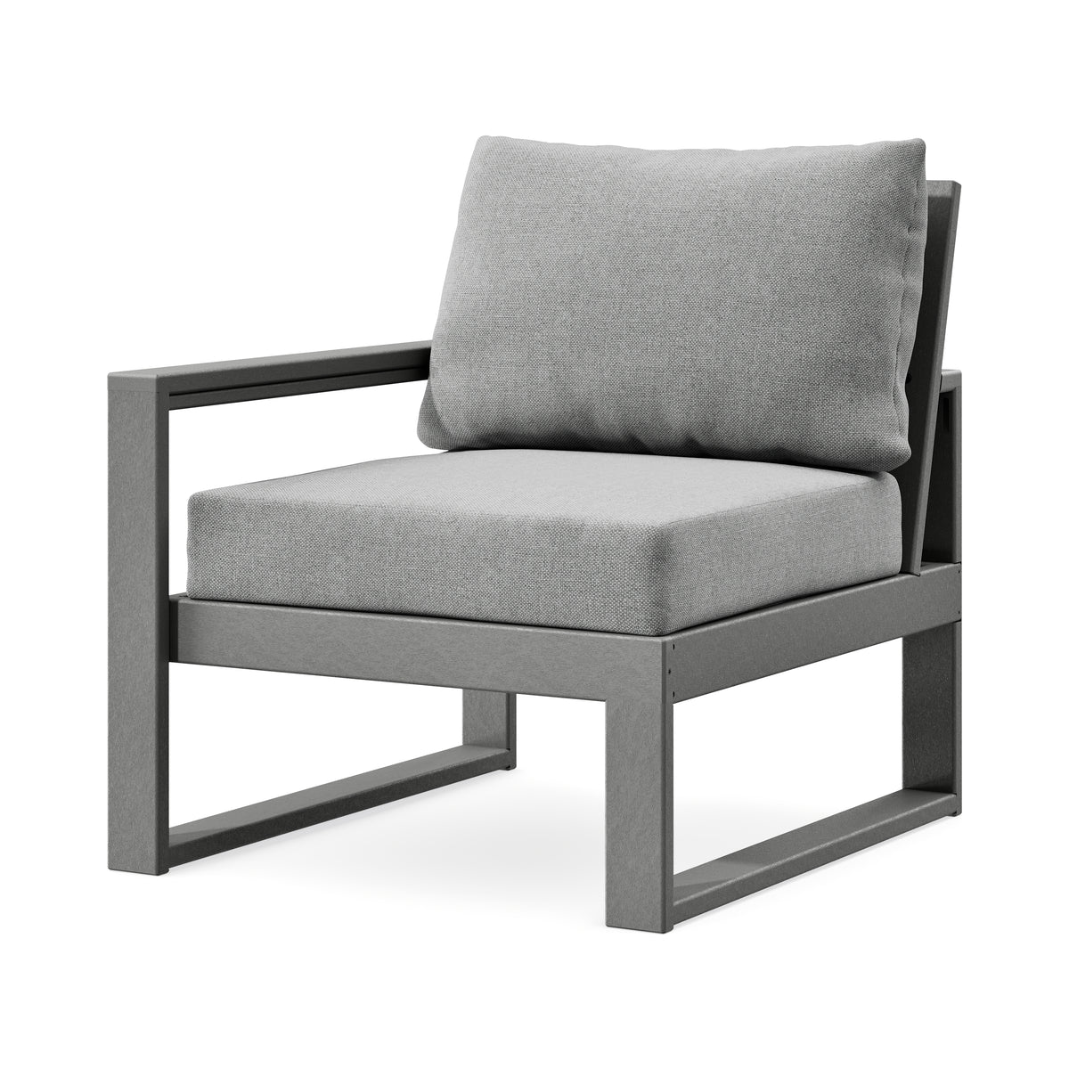 POLYWOOD EDGE Modular Left Arm Chair in Slate Grey / Grey Mist