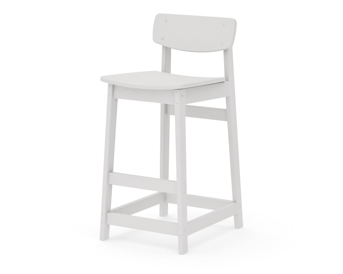 POLYWOOD Modern Studio Urban Lowback Bar Chair in Vintage White