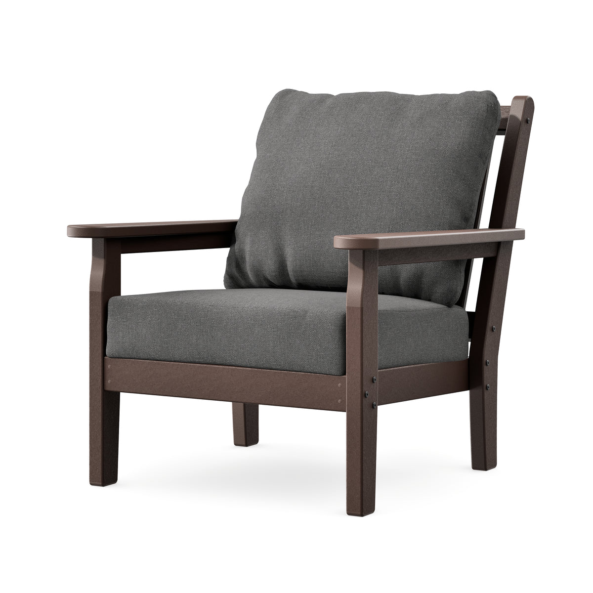 POLYWOOD Chippendale Deep Seating Chair in Mahogany / Ash Charcoal