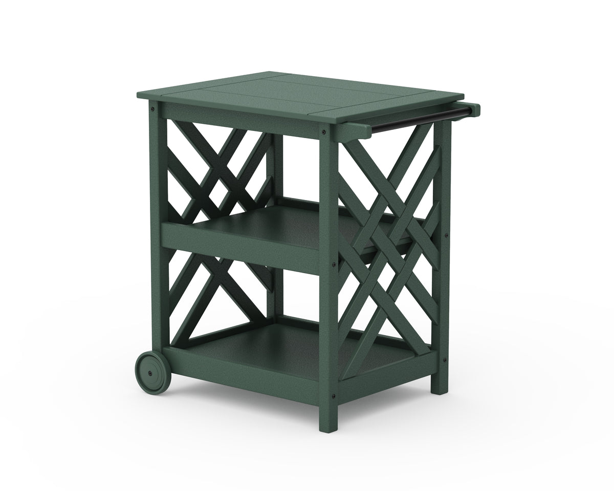 POLYWOOD Wovendale Bar Cart in Green