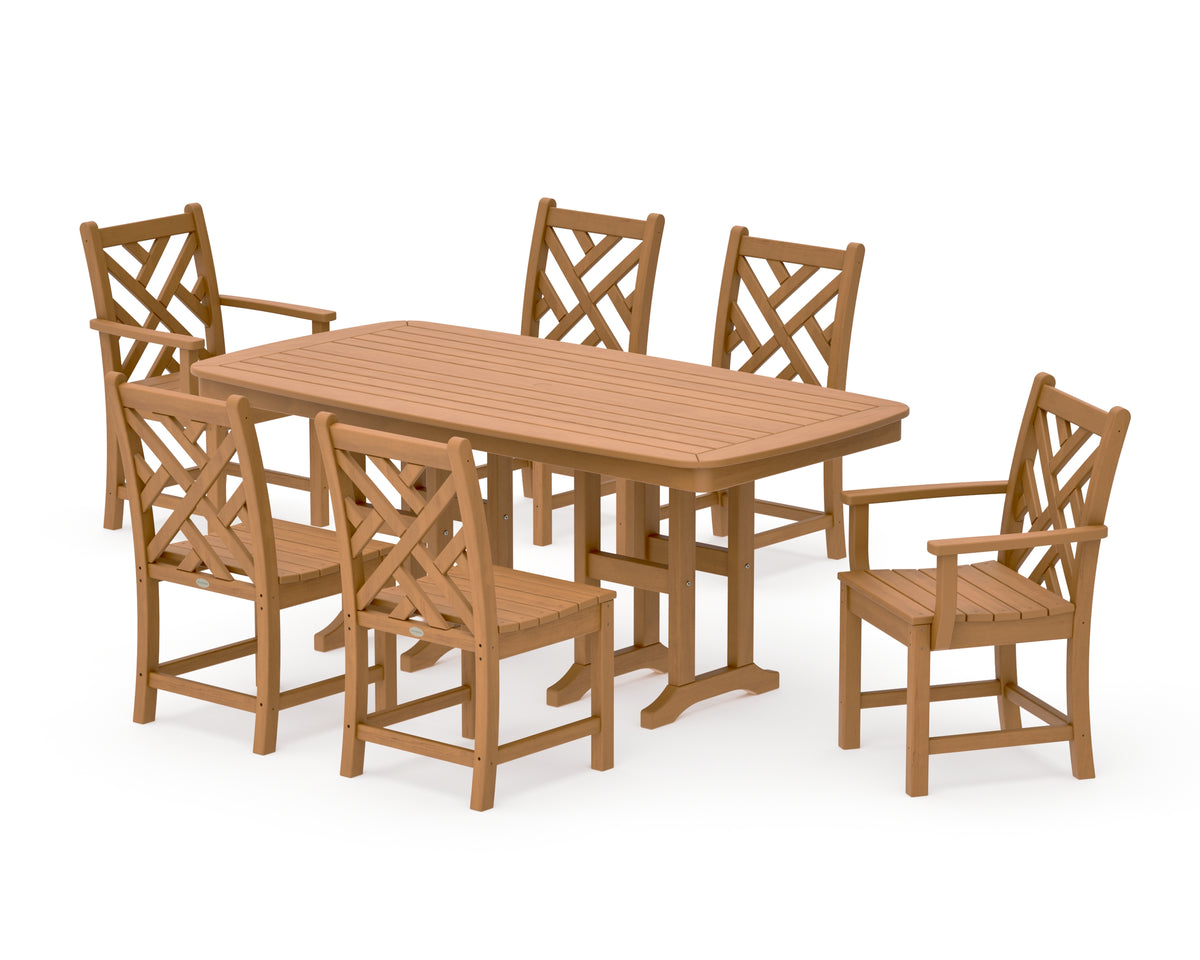 POLYWOOD Chippendale 7-Piece Dining Set in Natural