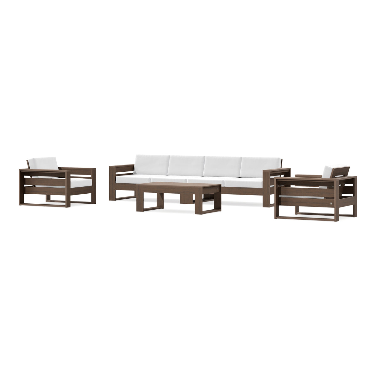 POLYWOOD PW Designer Series Latitude 5-Piece Lounge Sofa Set in Kona / Natural