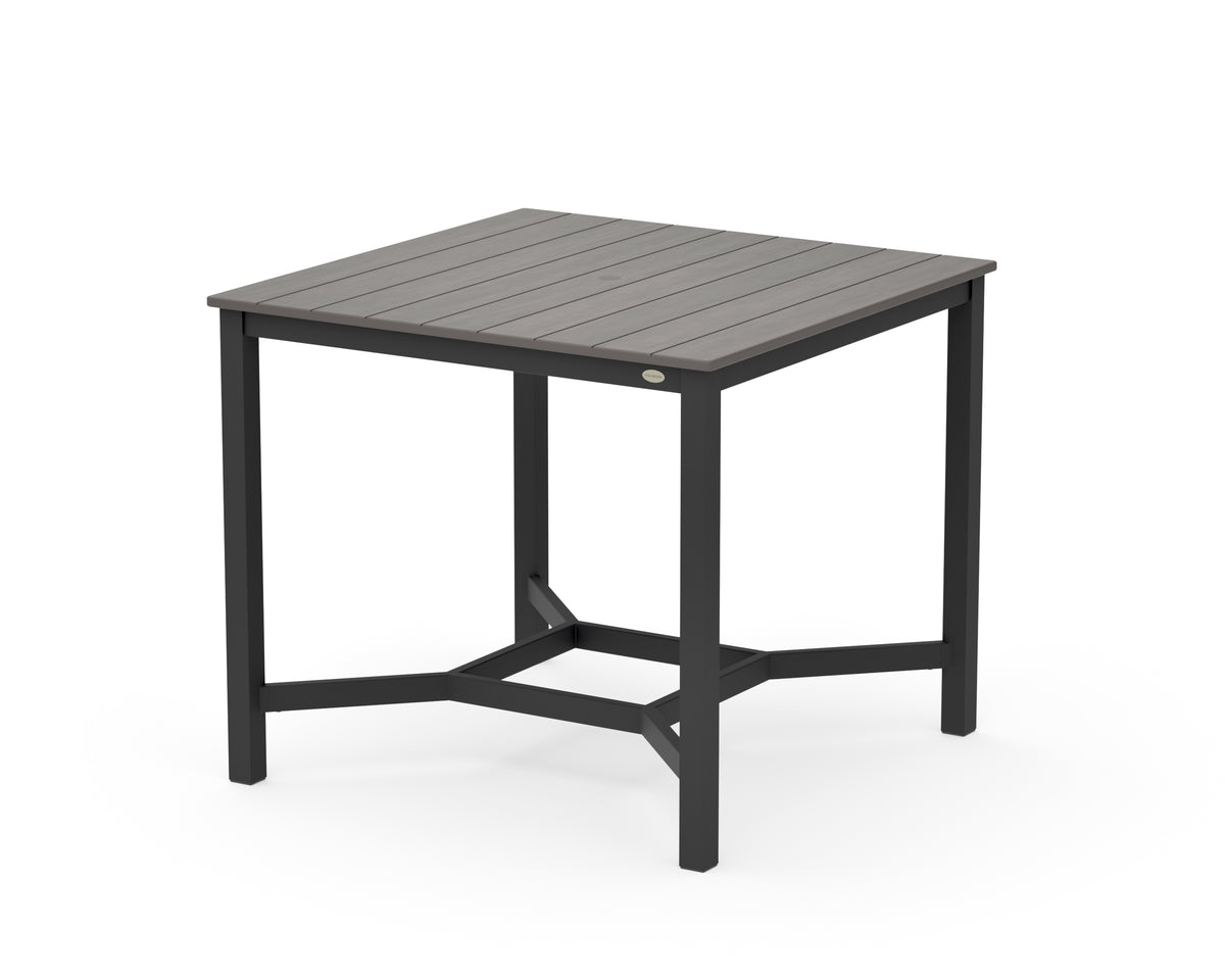 POLYWOOD Main Street 42 x 42 Counter Table in Black / Driftwood