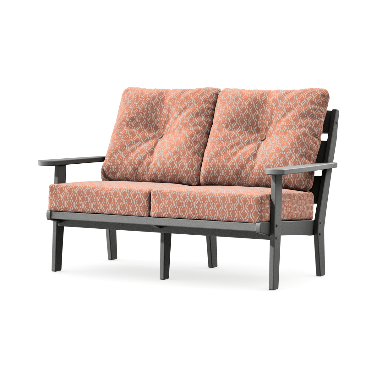 POLYWOOD Lakeside Deep Seating Loveseat in Slate Grey / Solve Clay