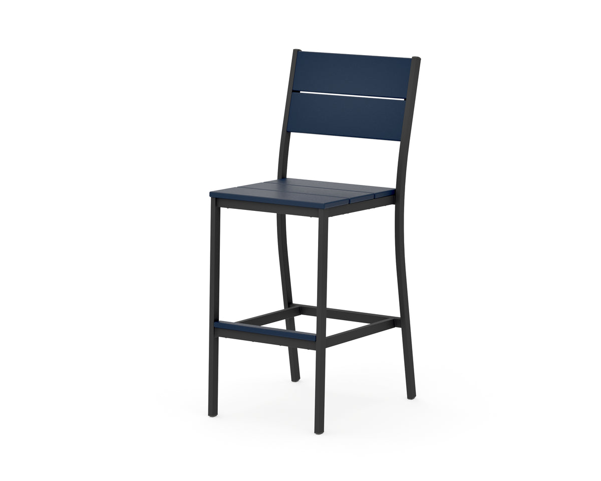 POLYWOOD Main Street Bar Side Chair in Black / Navy