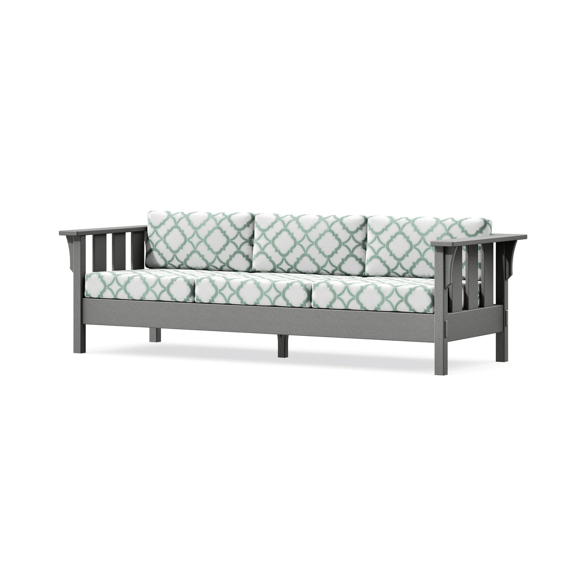 POLYWOOD Acadia Deep Seating Sofa in Slate Grey / Trellis Glacier Spa