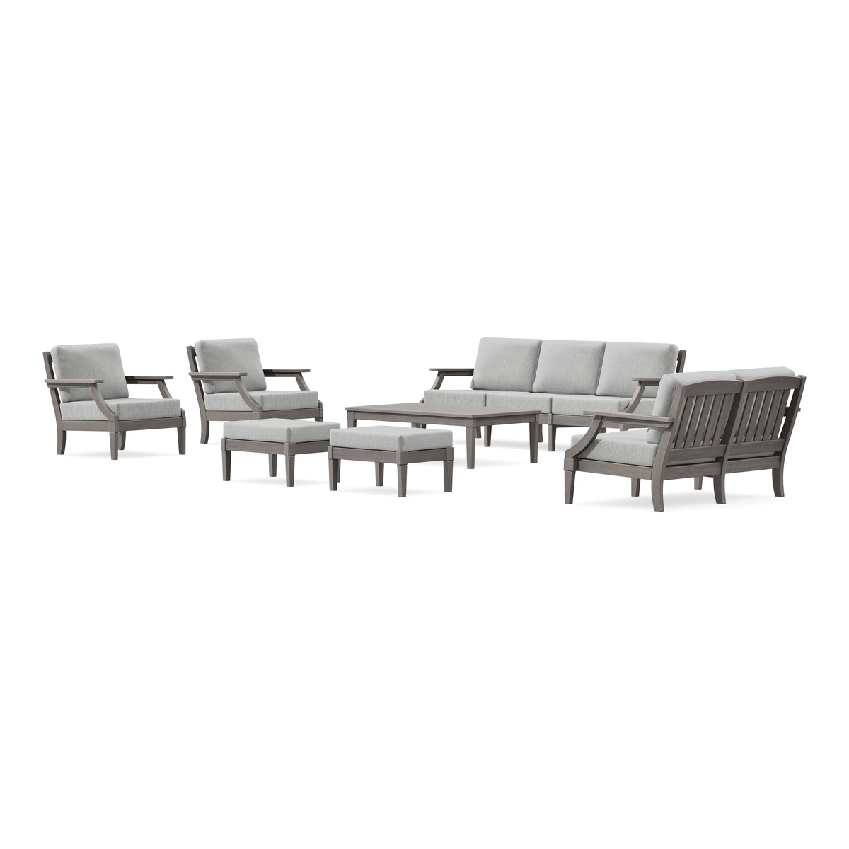POLYWOOD PW Designer Series Estate 7-Piece Lounge Sofa Set in Driftwood / Granite