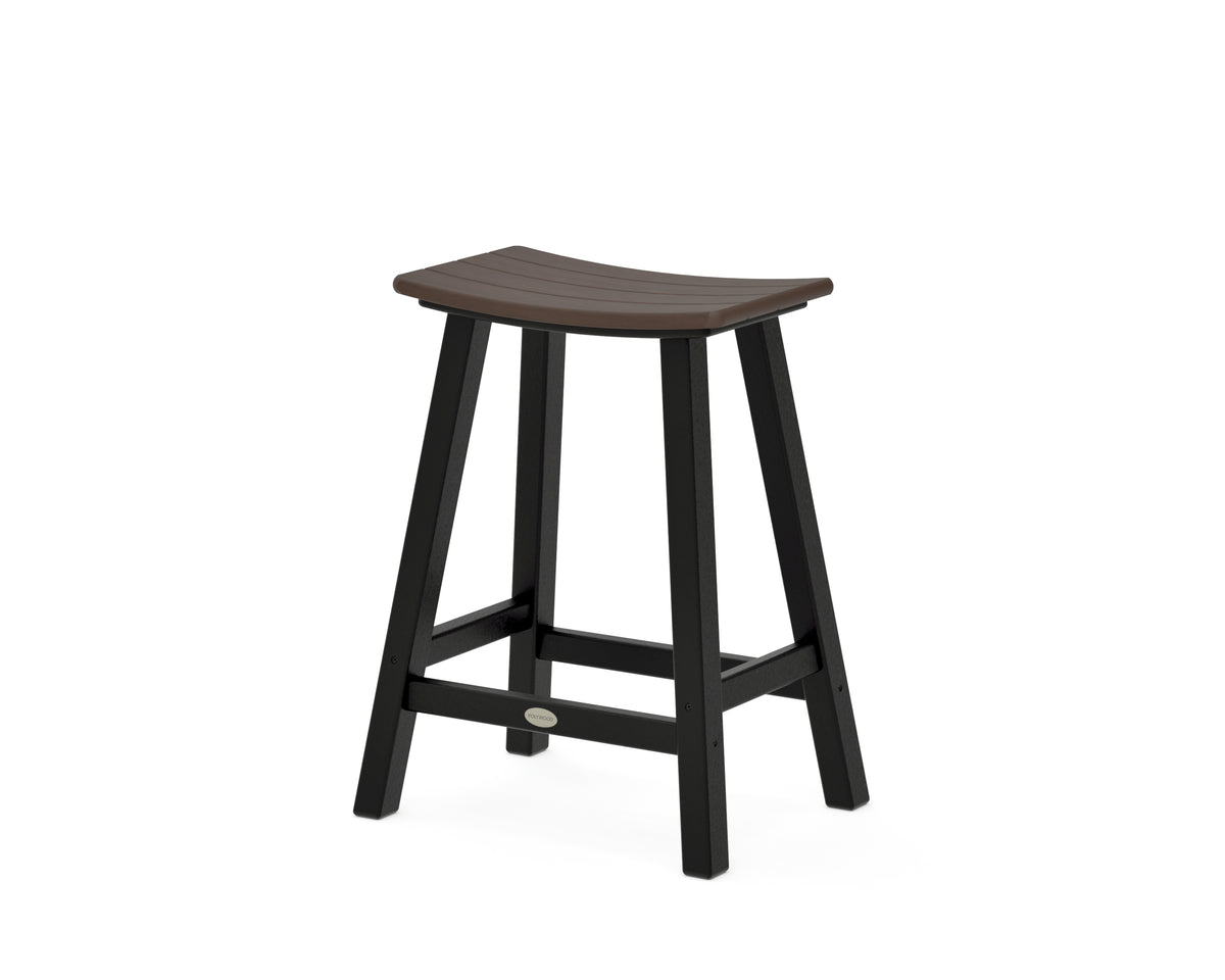 POLYWOOD Contempo 24" Saddle Counter Stool in Black / Kona