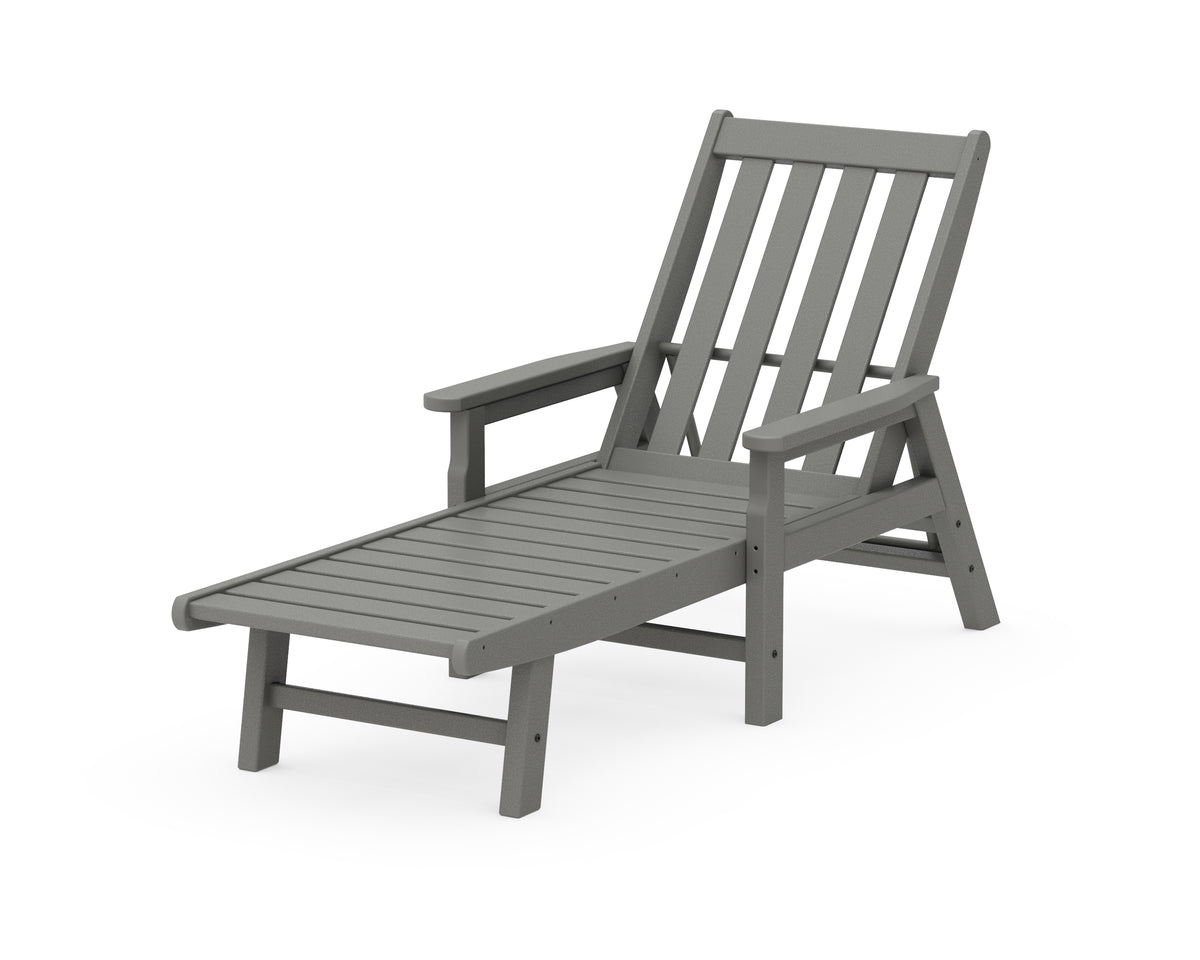 POLYWOOD Vineyard Chaise with Arms in Slate Grey