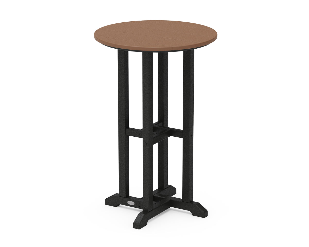 POLYWOOD Contempo 24" Round Counter Table in Black / Teak