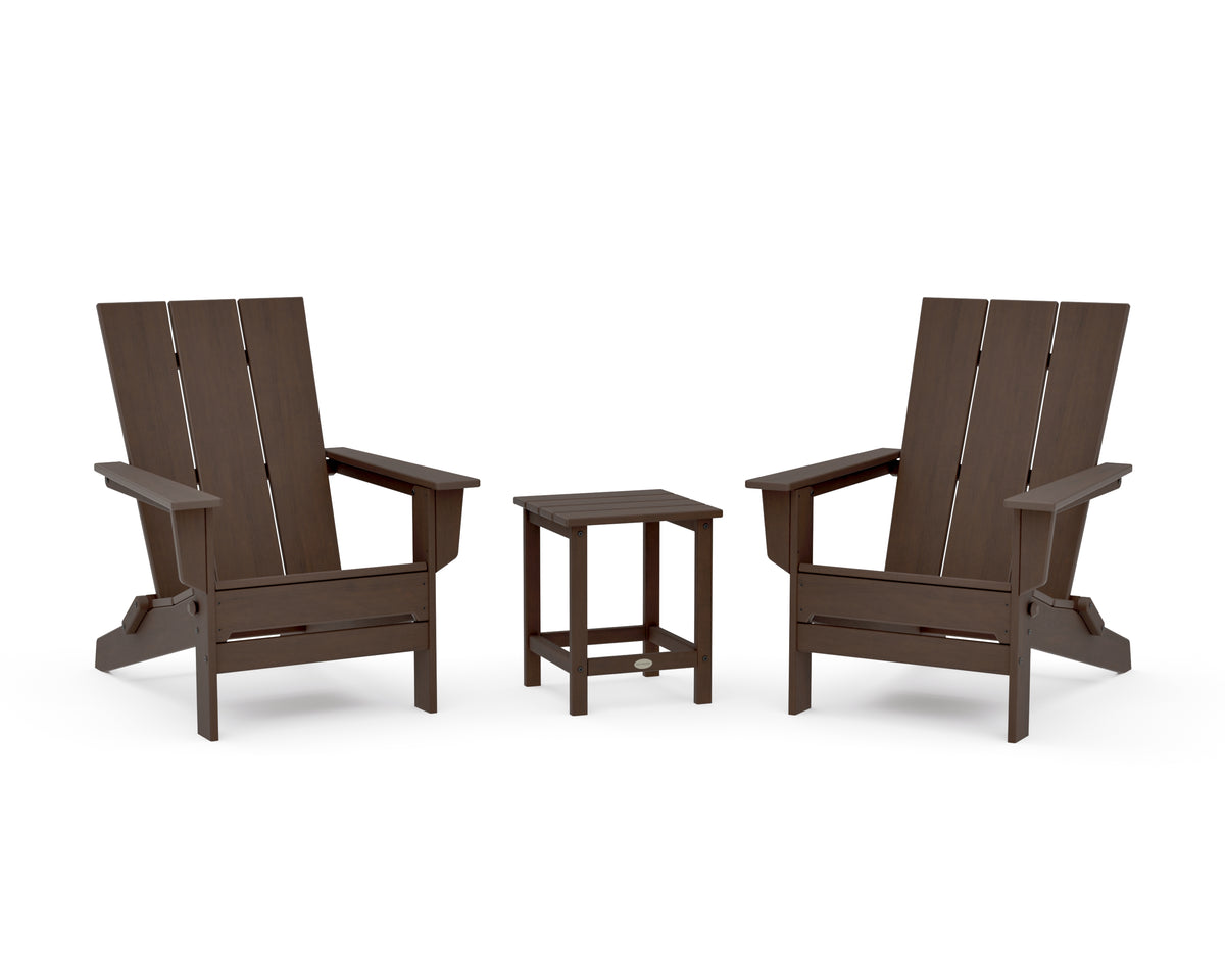 POLYWOOD 3-Piece Modern Studio Folding Adirondack Set in Kona