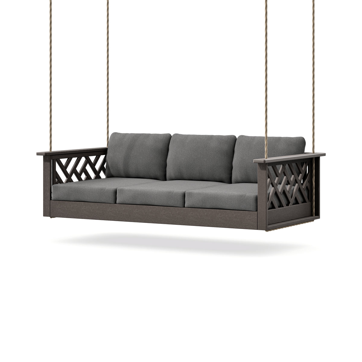 POLYWOOD Chippendale Daybed Swing in Vintage Coffee / Ash Charcoal