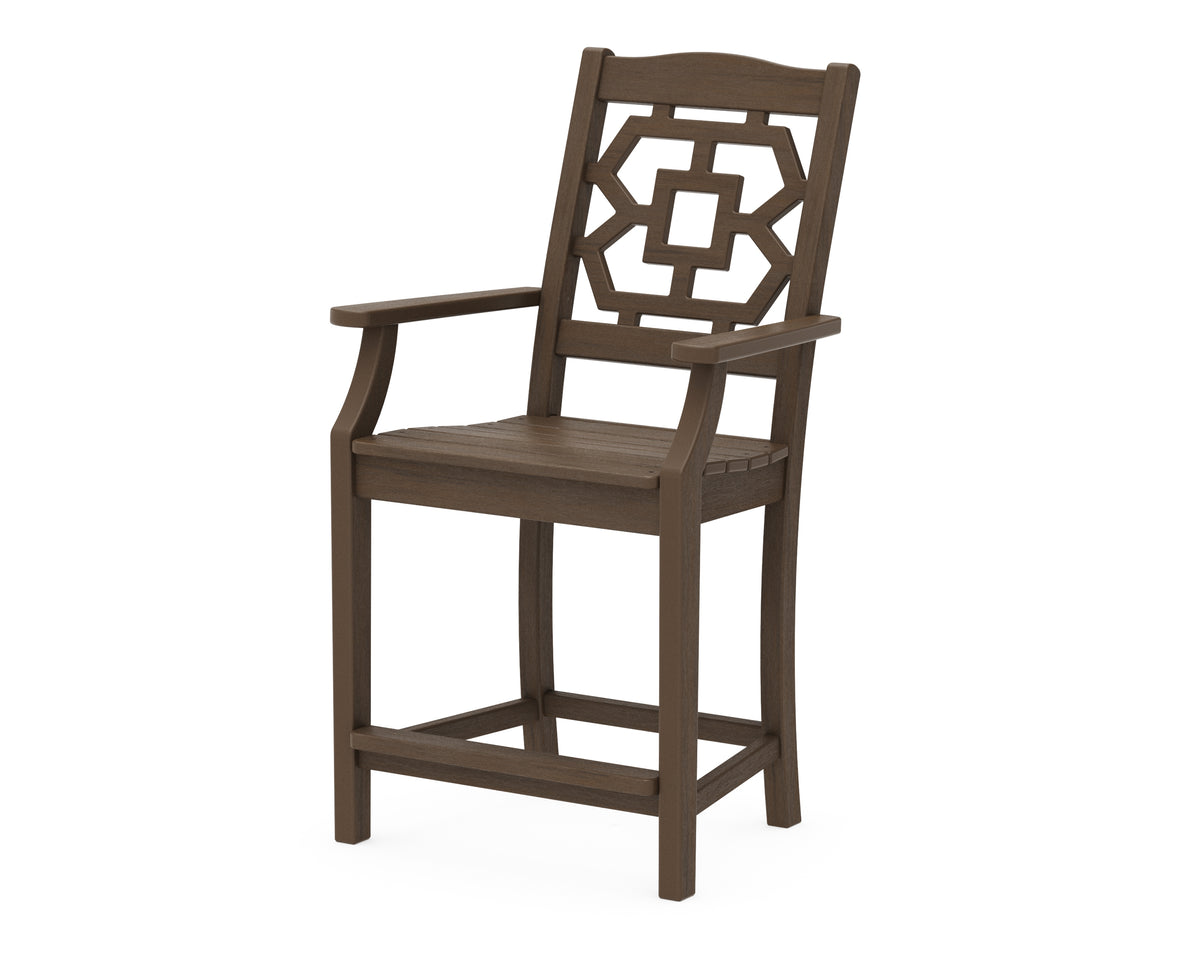 POLYWOOD Chinoiserie Counter Arm Chair in Kona
