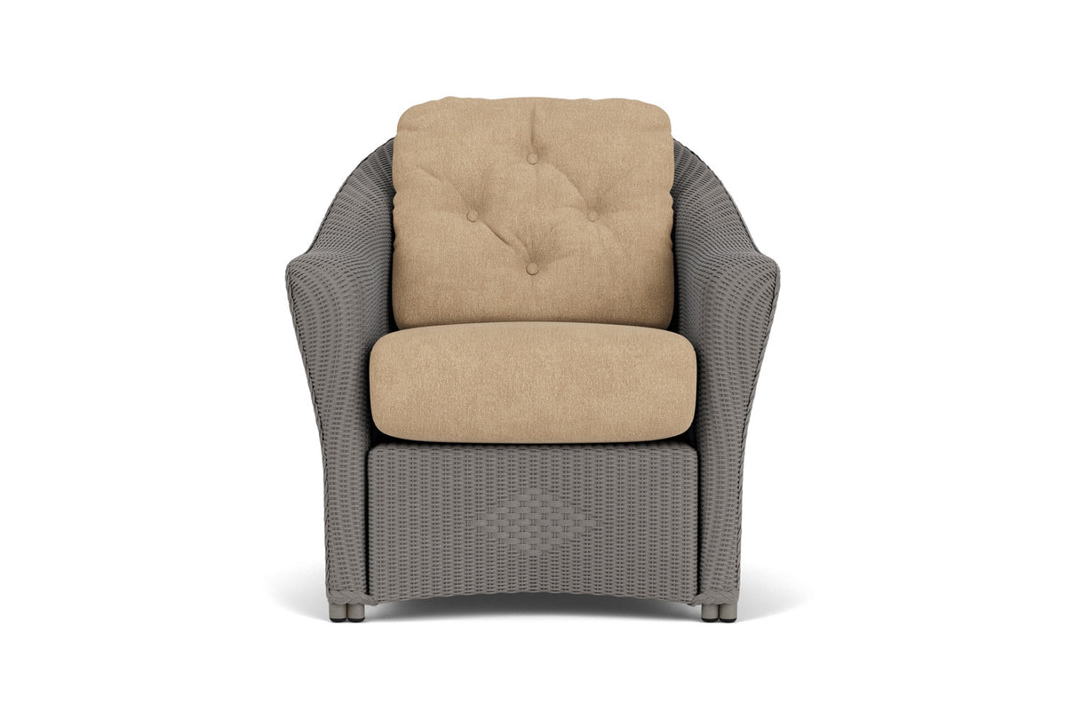 Lloyd Flanders Reflections Lounge Chair in Pewter with Hayden Sand fabric