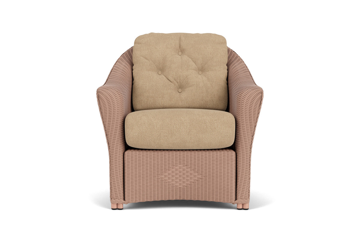 Lloyd Flanders Reflections Lounge Chair in Rosewood with Hayden Sand fabric