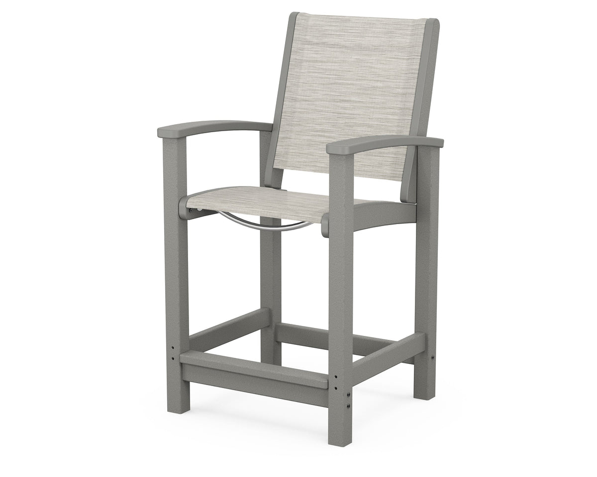 POLYWOOD Coastal Counter Chair in Slate Grey
