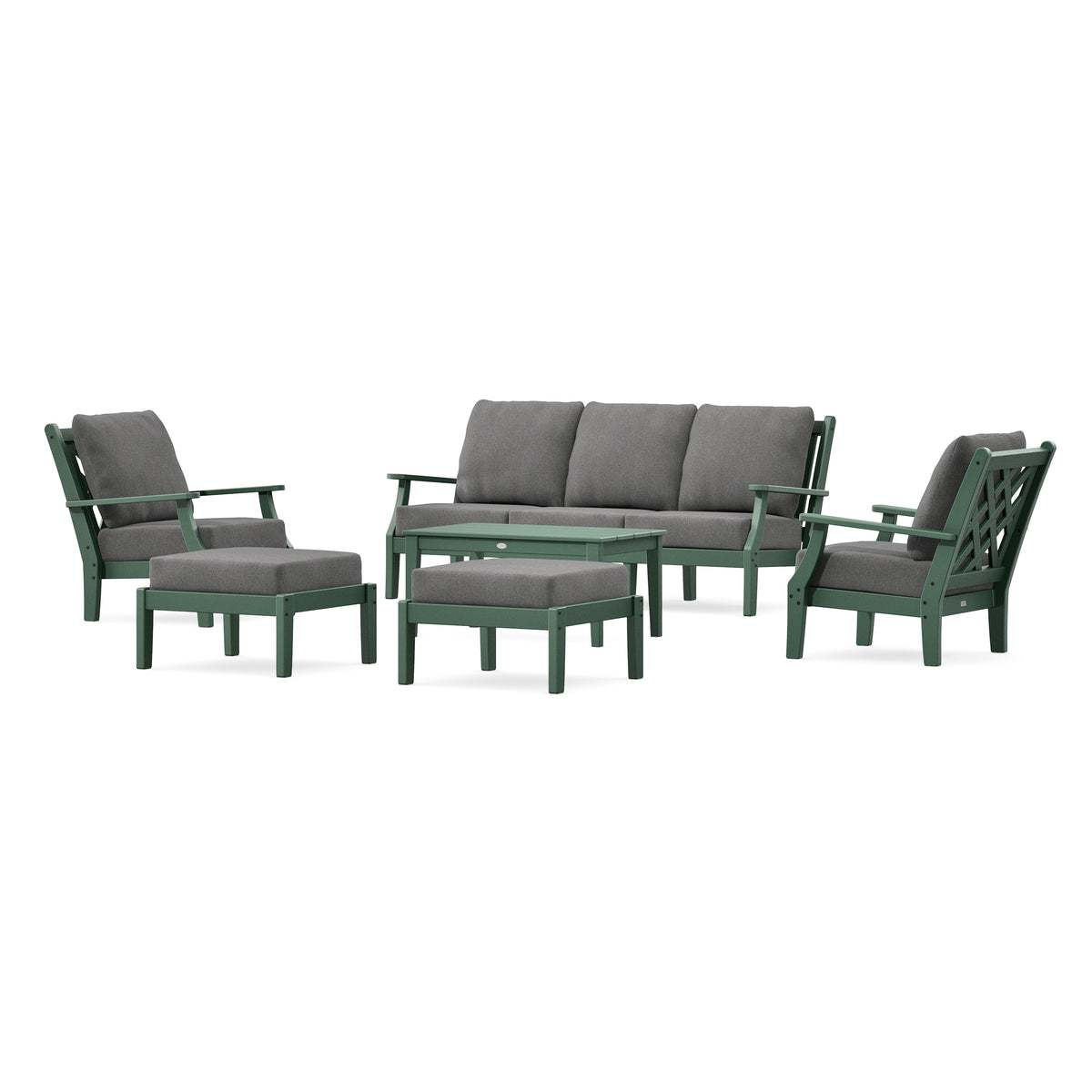 POLYWOOD Country Living Wovendale 6-Piece Lounge Sofa Set in Green