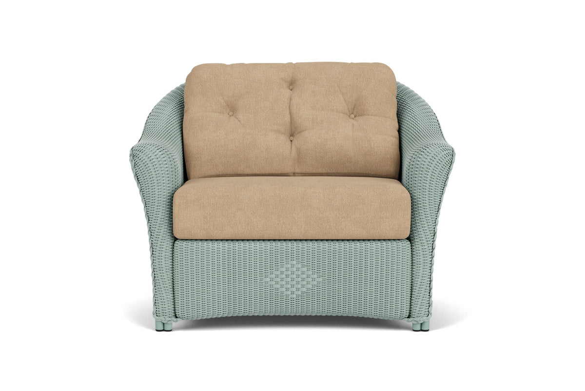 Lloyd Flanders Reflections Chair & a Half in Sea Glass with Hayden Sand fabric