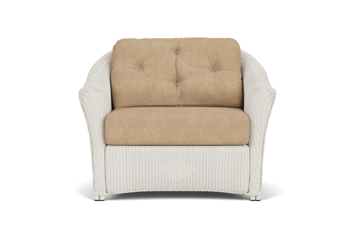 Lloyd Flanders Reflections Chair & a Half in Antique White with Hayden Sand fabric