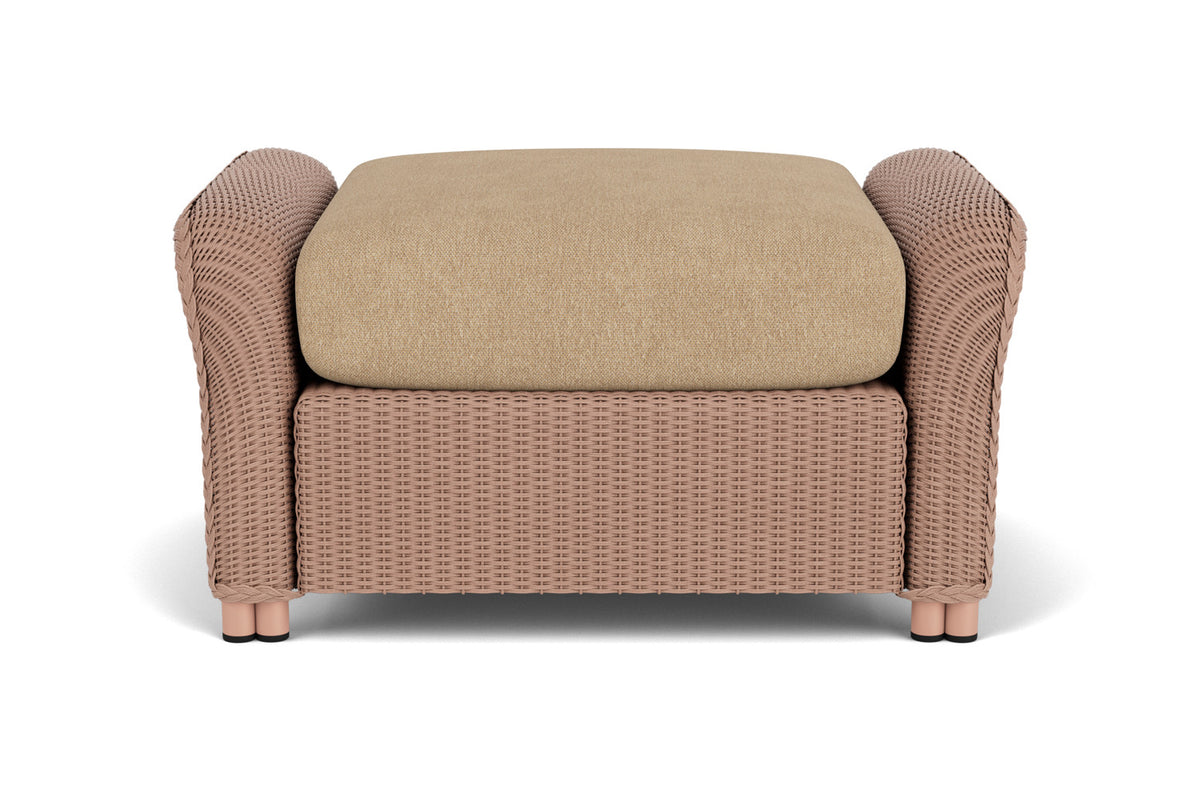 Lloyd Flanders Reflections Ottoman in Rosewood with Hayden Sand fabric