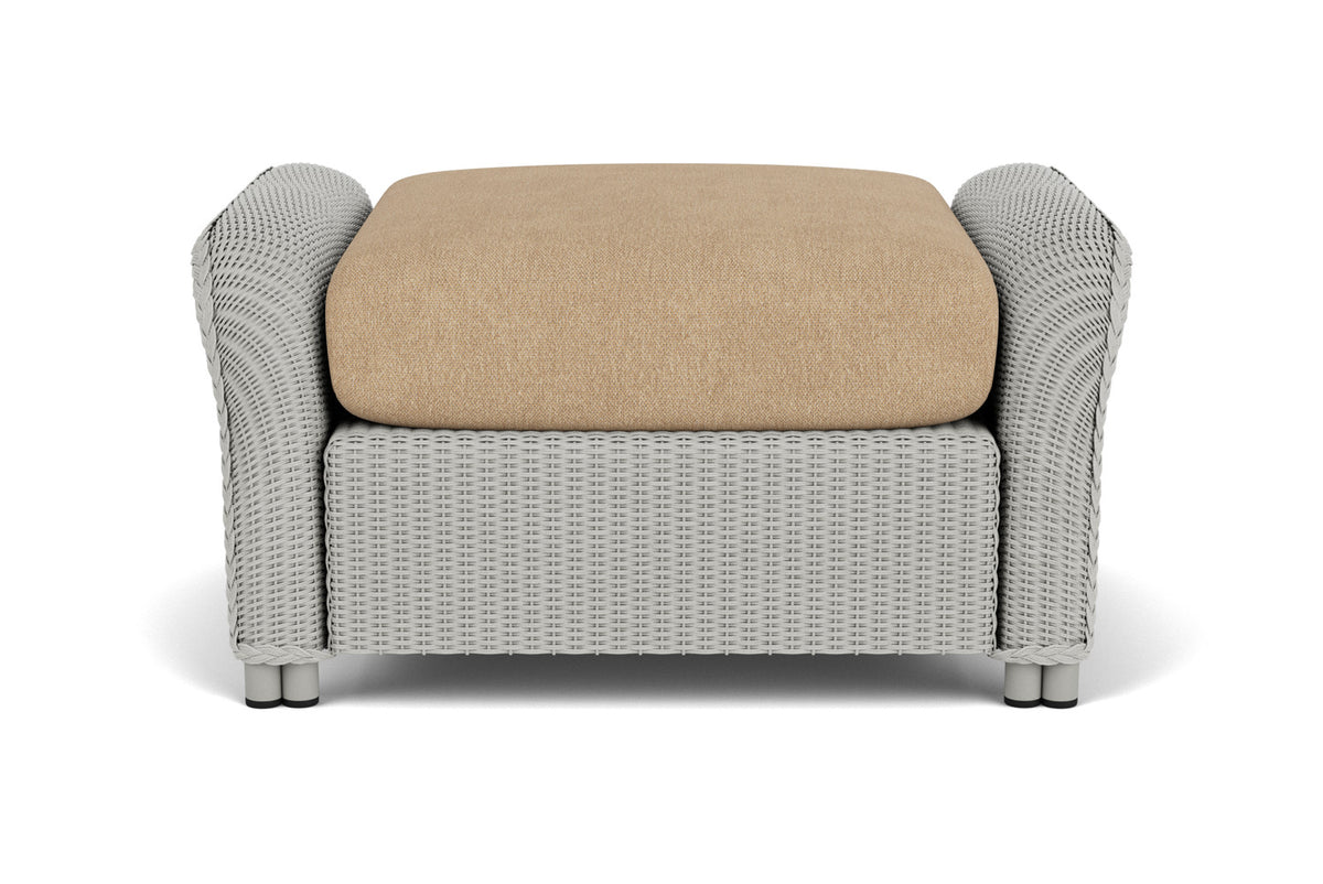 Lloyd Flanders Reflections Ottoman in Platinum with Hayden Sand fabric