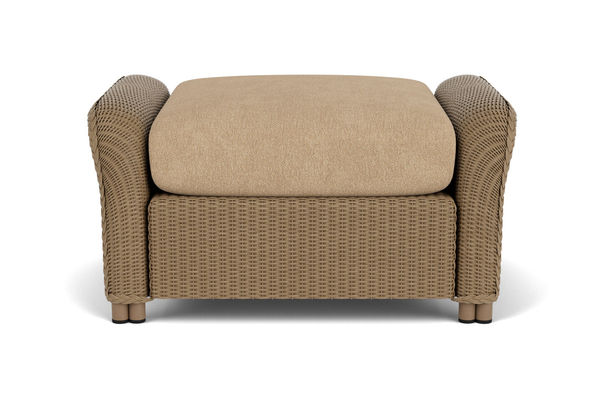 Lloyd Flanders Reflections Ottoman in Fawn with Hayden Sand fabric