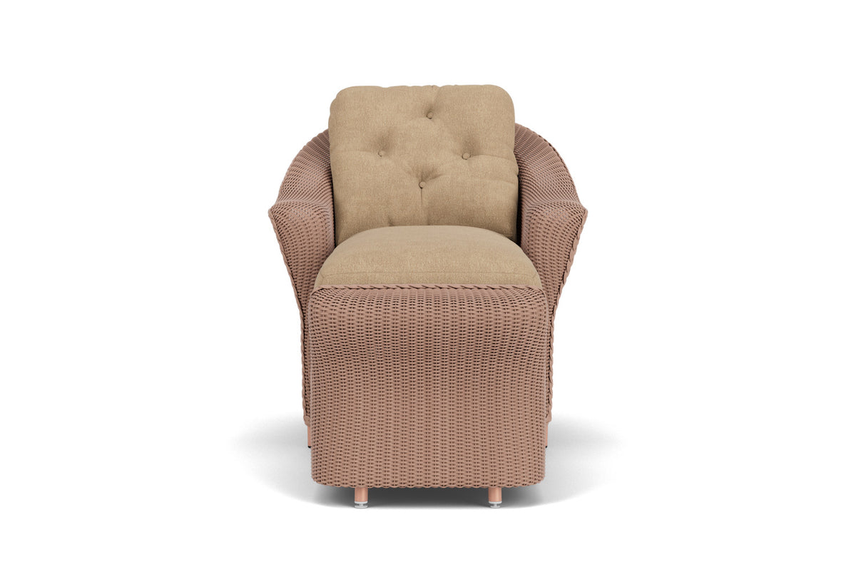 Lloyd Flanders Reflections Day Chaise in Rosewood with Hayden Sand fabric