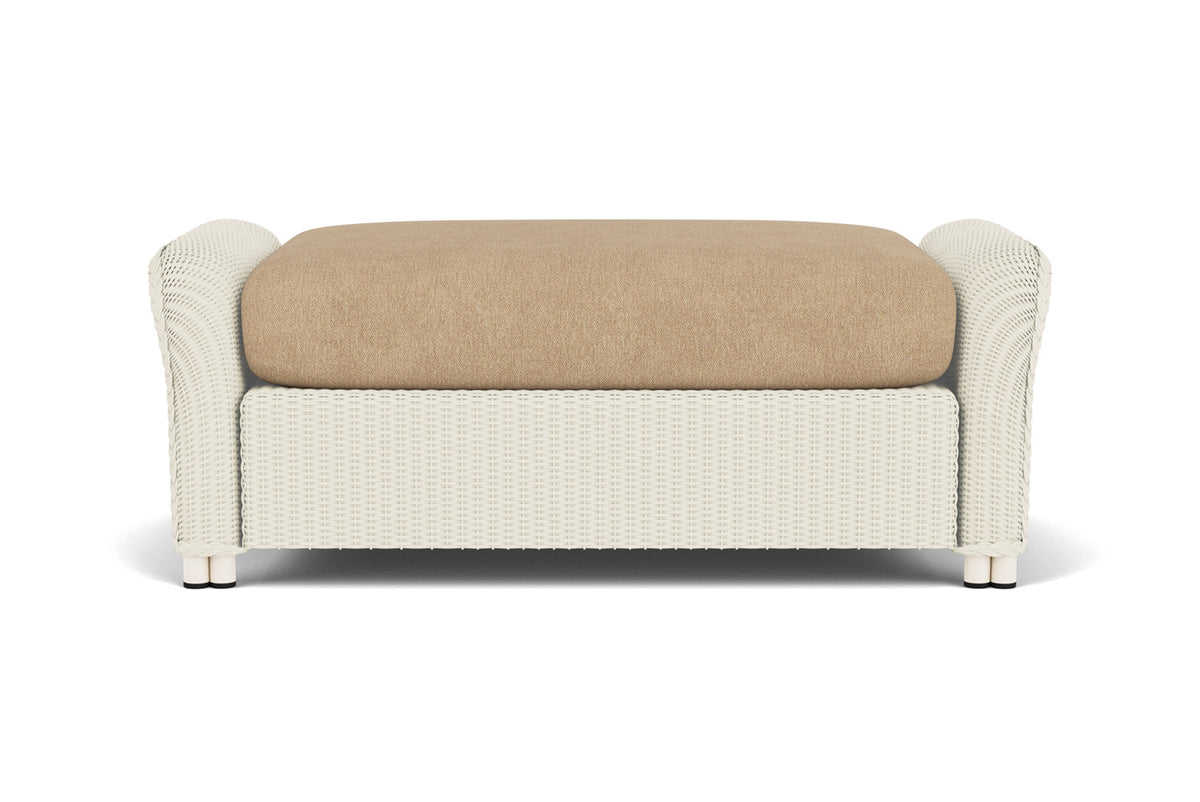 Lloyd Flanders Reflections Large Ottoman in Ivory with Hayden Sand fabric