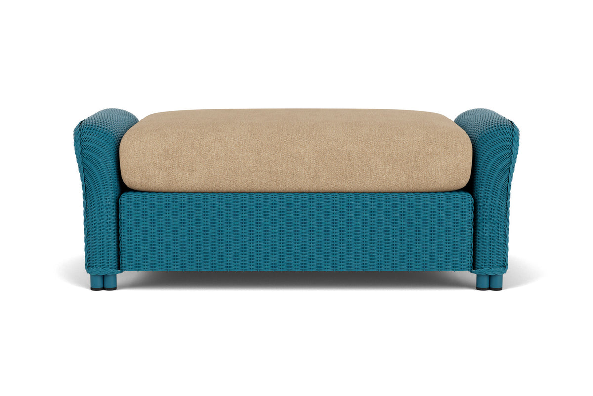 Lloyd Flanders Reflections Large Ottoman in Peacock with Hayden Sand fabric