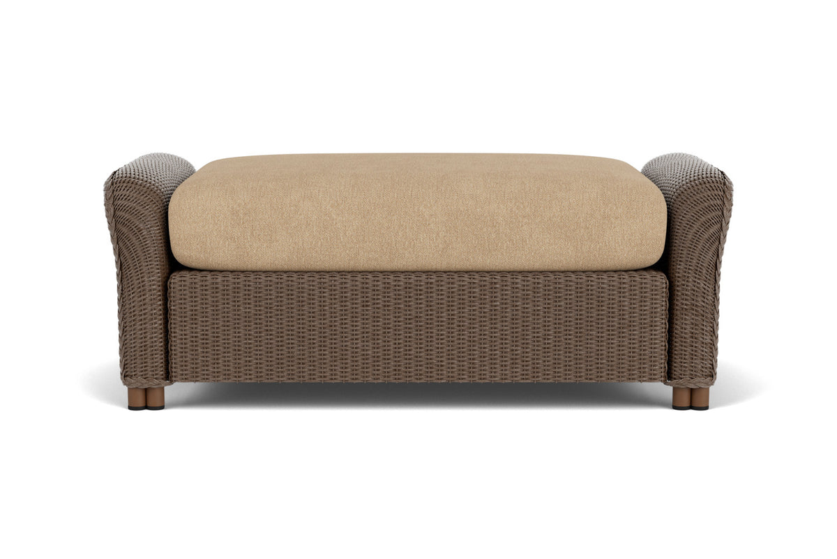 Lloyd Flanders Reflections Large Ottoman in Bark with Hayden Sand fabric