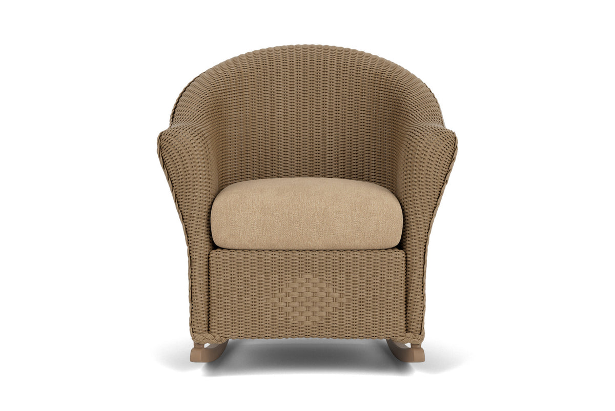 Lloyd Flanders Reflections Porch Rocker in Fawn with Hayden Sand fabric