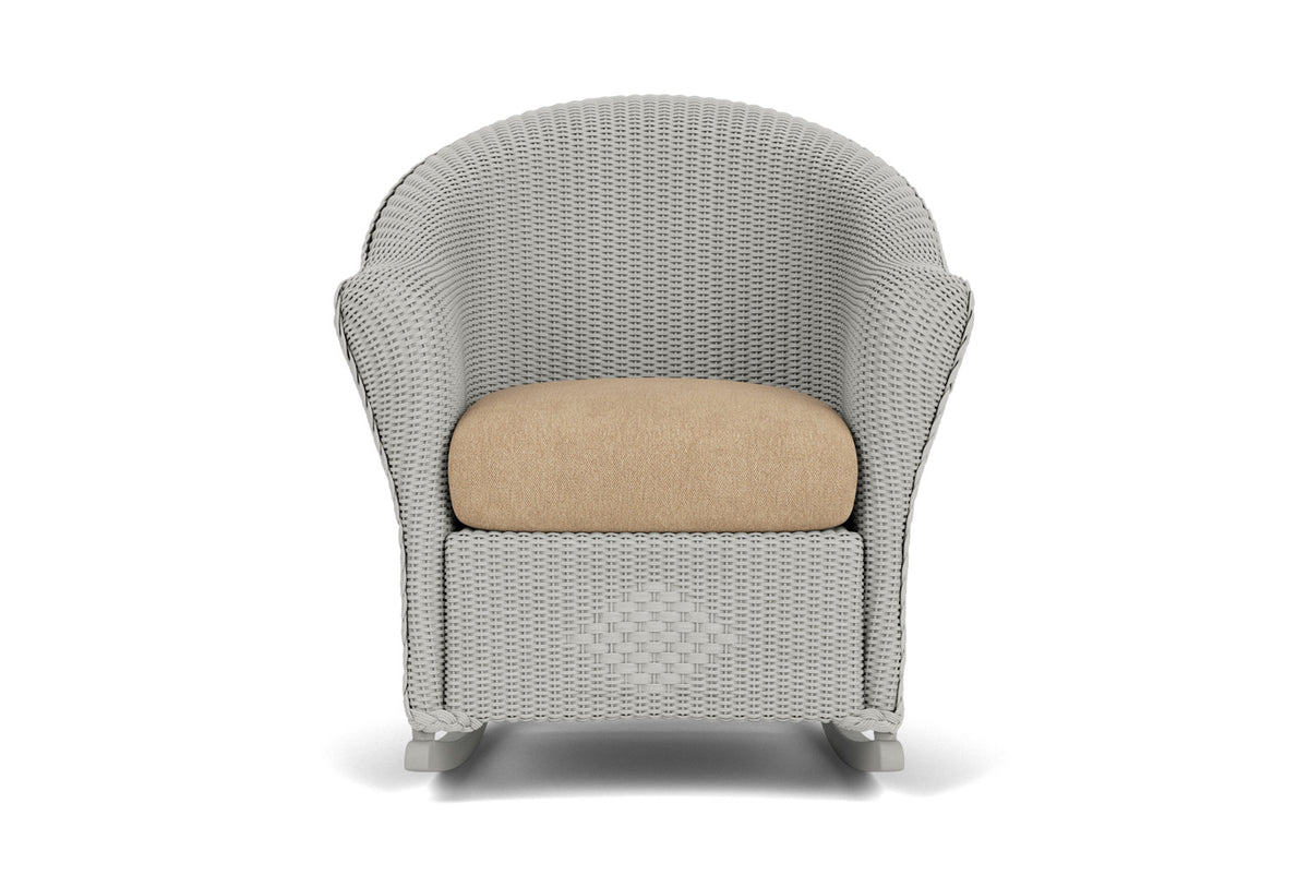 Lloyd Flanders Reflections Porch Rocker in Platinum with Hayden Sand fabric