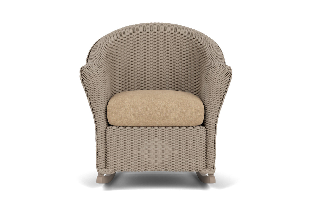 Lloyd Flanders Reflections Porch Rocker in French Beige with Hayden Sand fabric