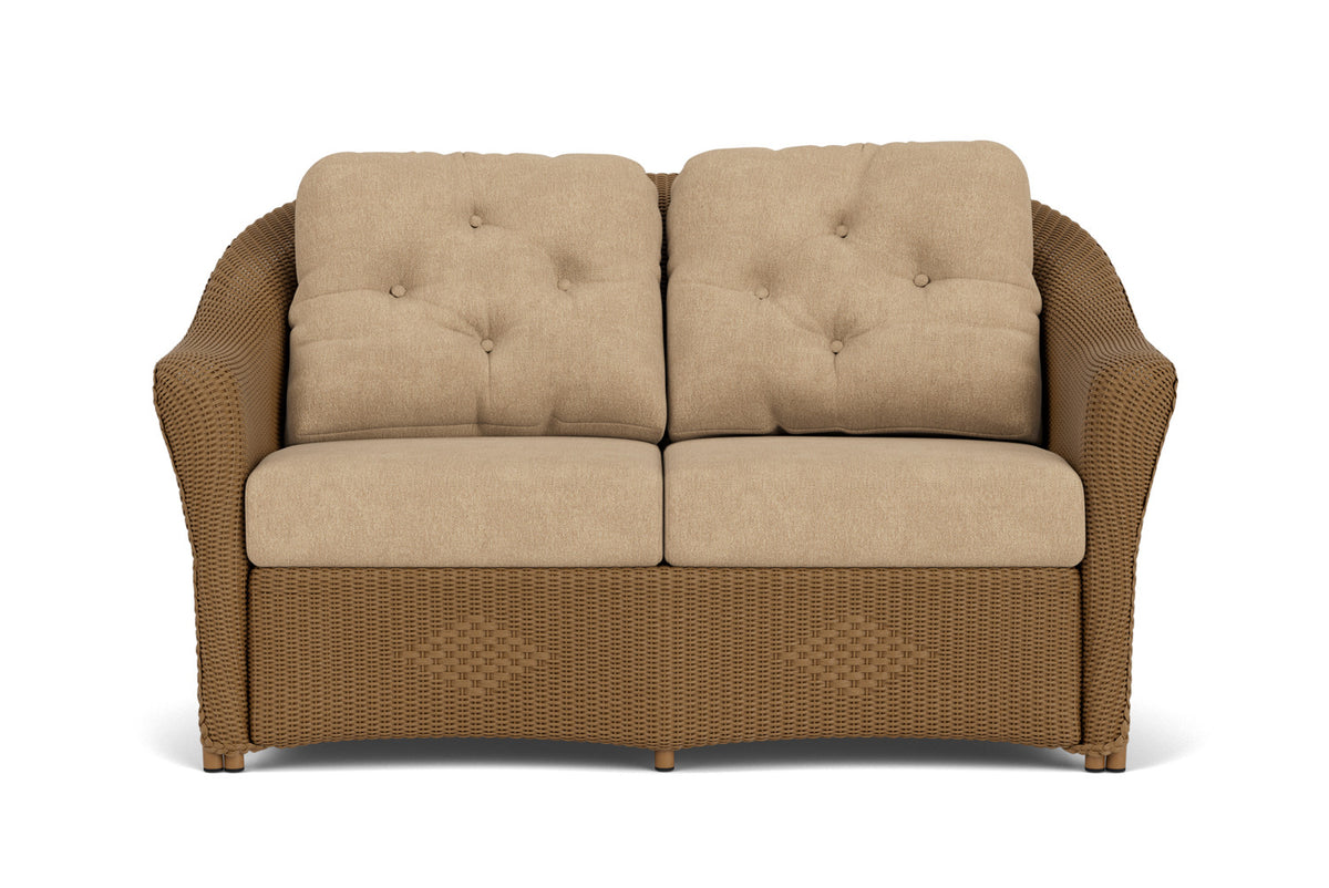 Lloyd Flanders Reflections Conversation Set in Hickory with Hayden Sand fabric