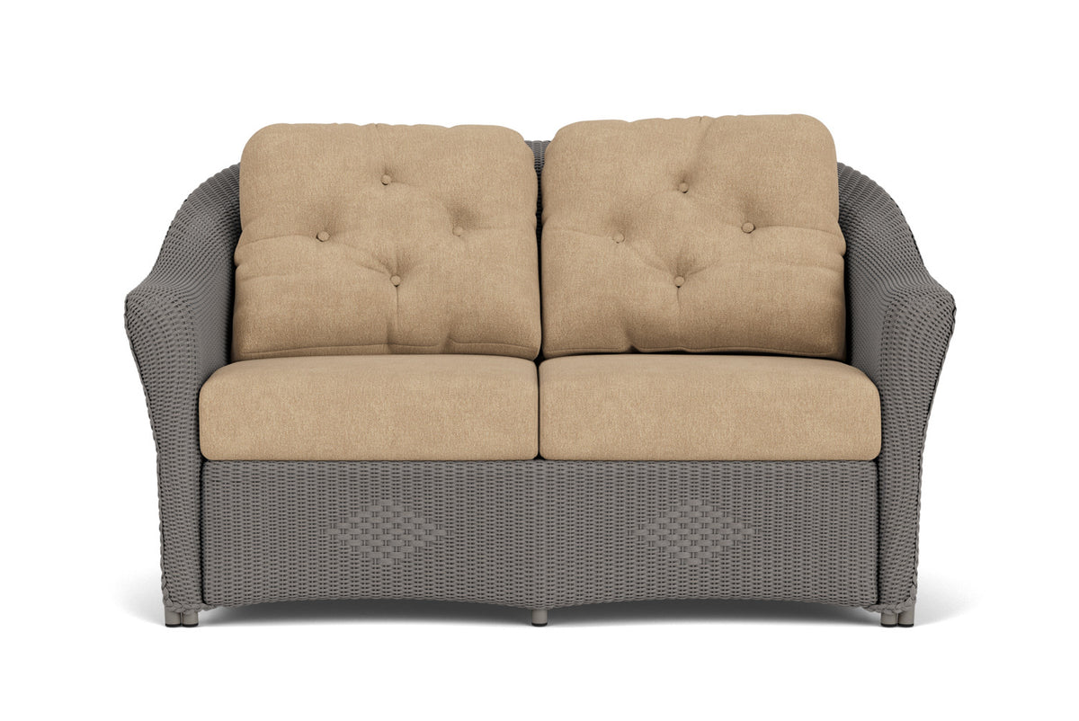 Lloyd Flanders Reflections Conversation Set in Pewter with Hayden Sand fabric