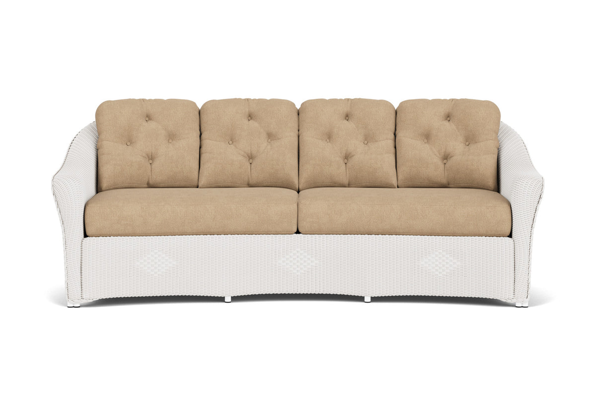 Lloyd Flanders Reflections Crescent Sofa in White with Hayden Sand fabric