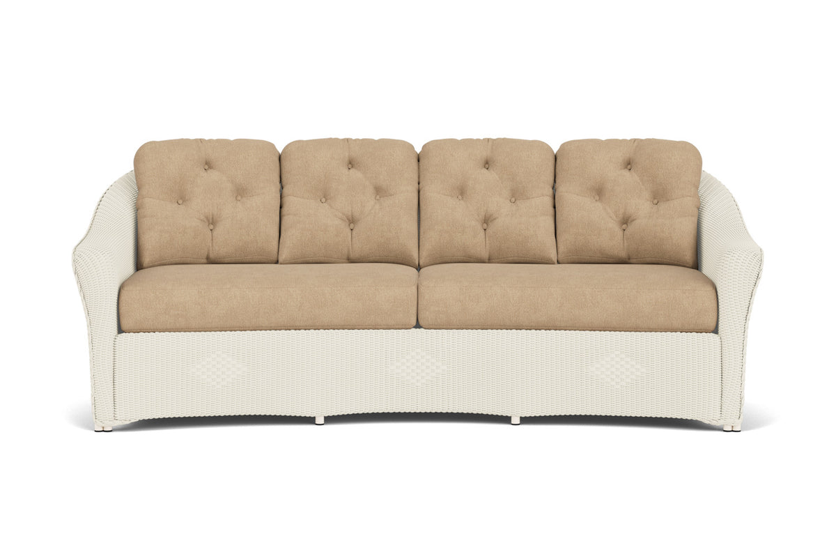 Lloyd Flanders Reflections Crescent Sofa in Ivory with Hayden Sand fabric