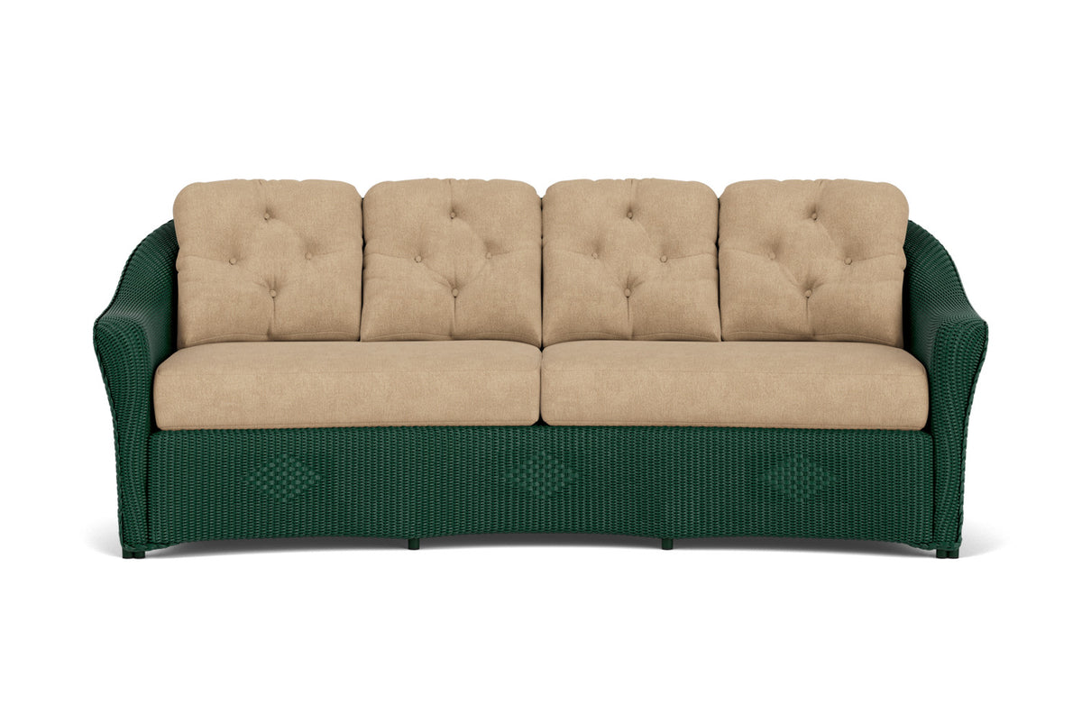 Lloyd Flanders Reflections Crescent Sofa in Woodland with Hayden Sand fabric